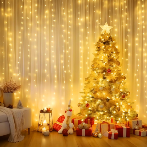 Minetom 300 LED Curtain Fairy Lights with Remote & Timer – Warm White